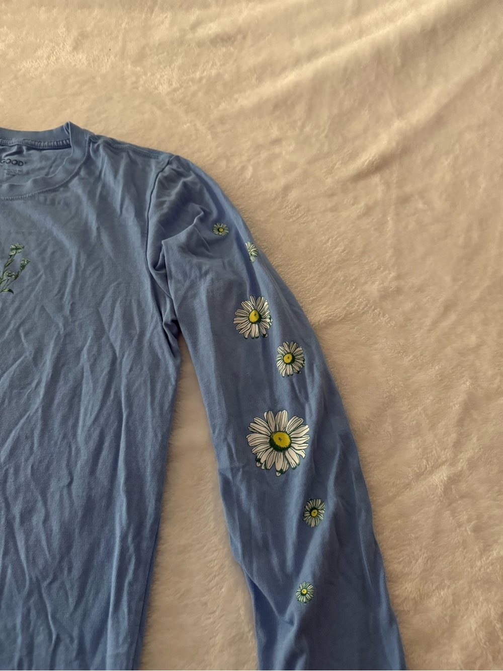 Life Is Good Blue Crusher Daisy Floral Long Sleeved Top L - Picture 5 of 6